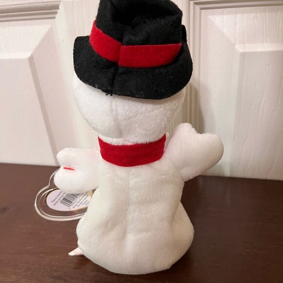 Festive Snowman Plush with Red Scarf and Black Hat - Picture 3 of 7